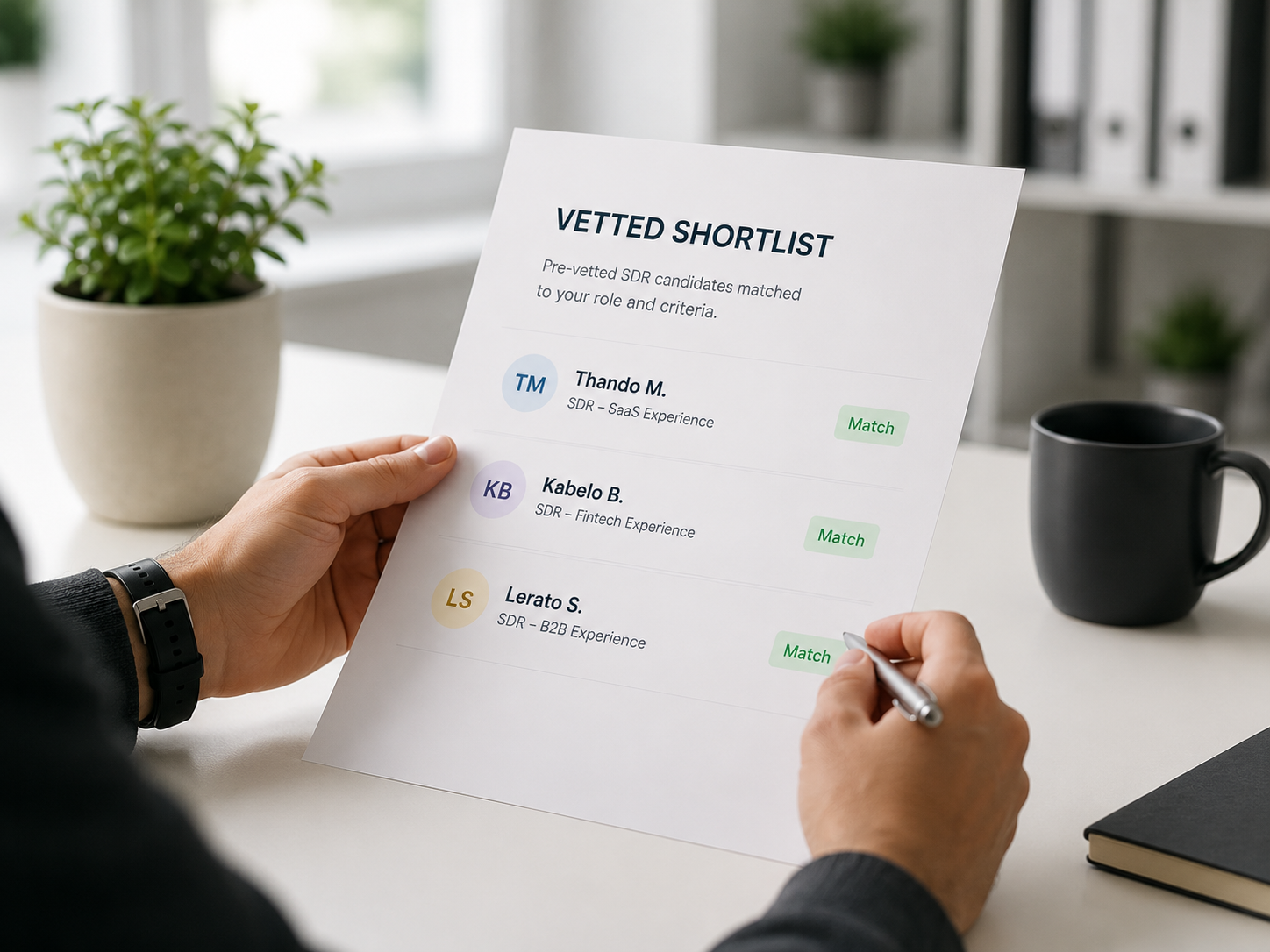 Receive vetted shortlist